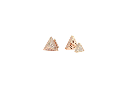 Cubic Zirconia triangle Front Back Micro Pave Earrings